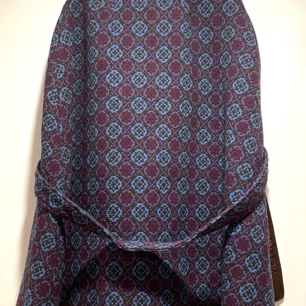 VTG Coracle Cape Woman’s Welsh Tapestry Purple/Turquoise/Brown Wool Mod 60-70s - Picture 2 of 7